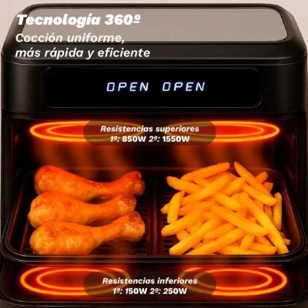 Grunkel DualFlexiFryer Freidora de Aire sin Aceite 2800W 10L Capacidad Airfryer